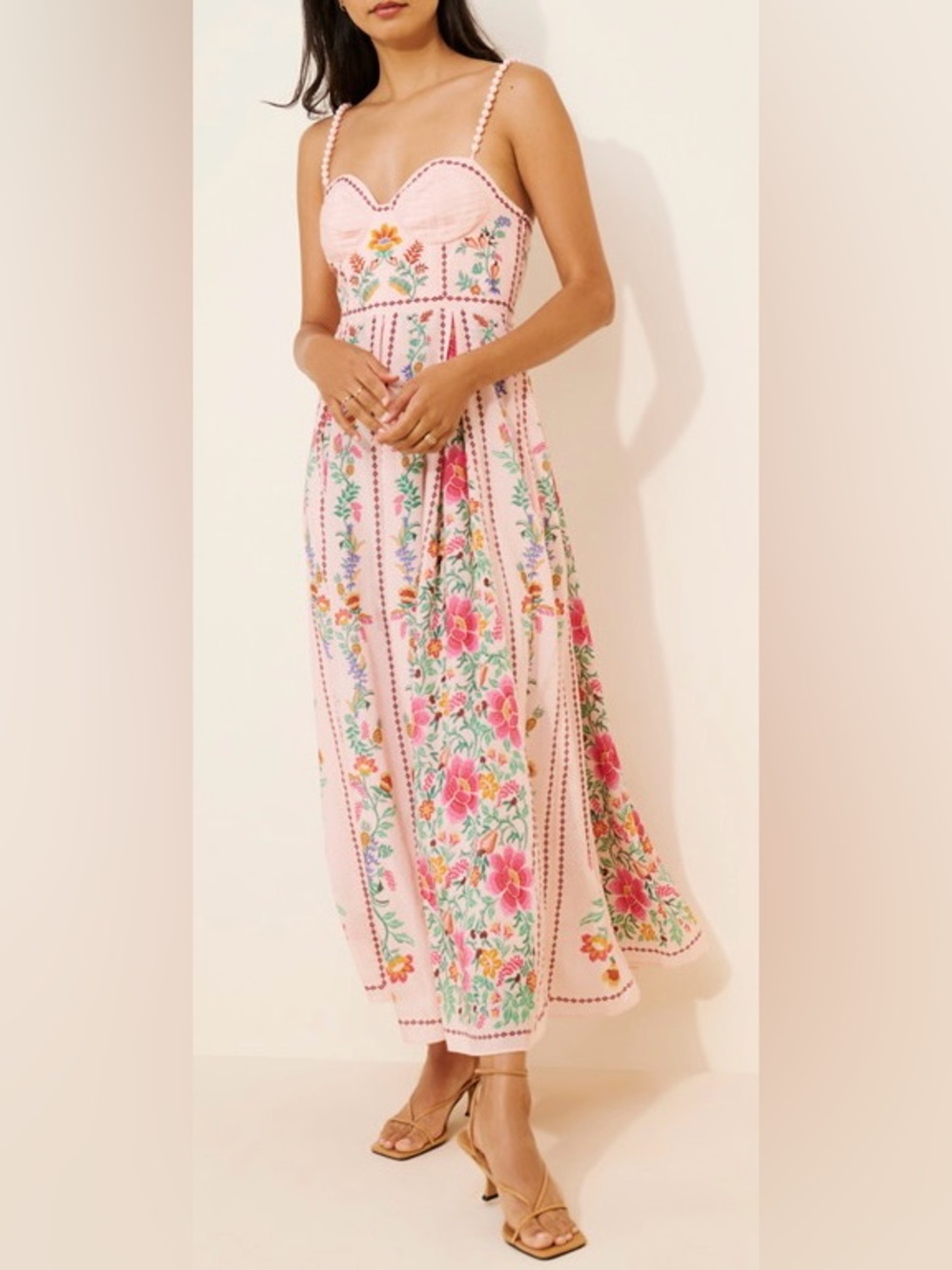 Farm Rio Pink Delicate Forest Maxi Dress Size S